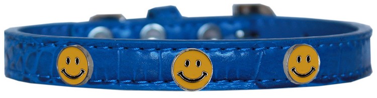 Happy Face Widget Croc Dog Collar Blue Size 14